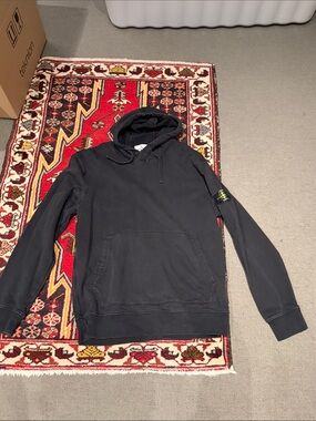 Stone Island Black Pullover Hoodie with Sleeve Patch
